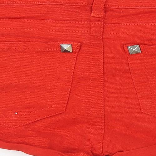 Blue Banana Womens Red Cotton Hot Pants Shorts Size 26 Regular Zip
