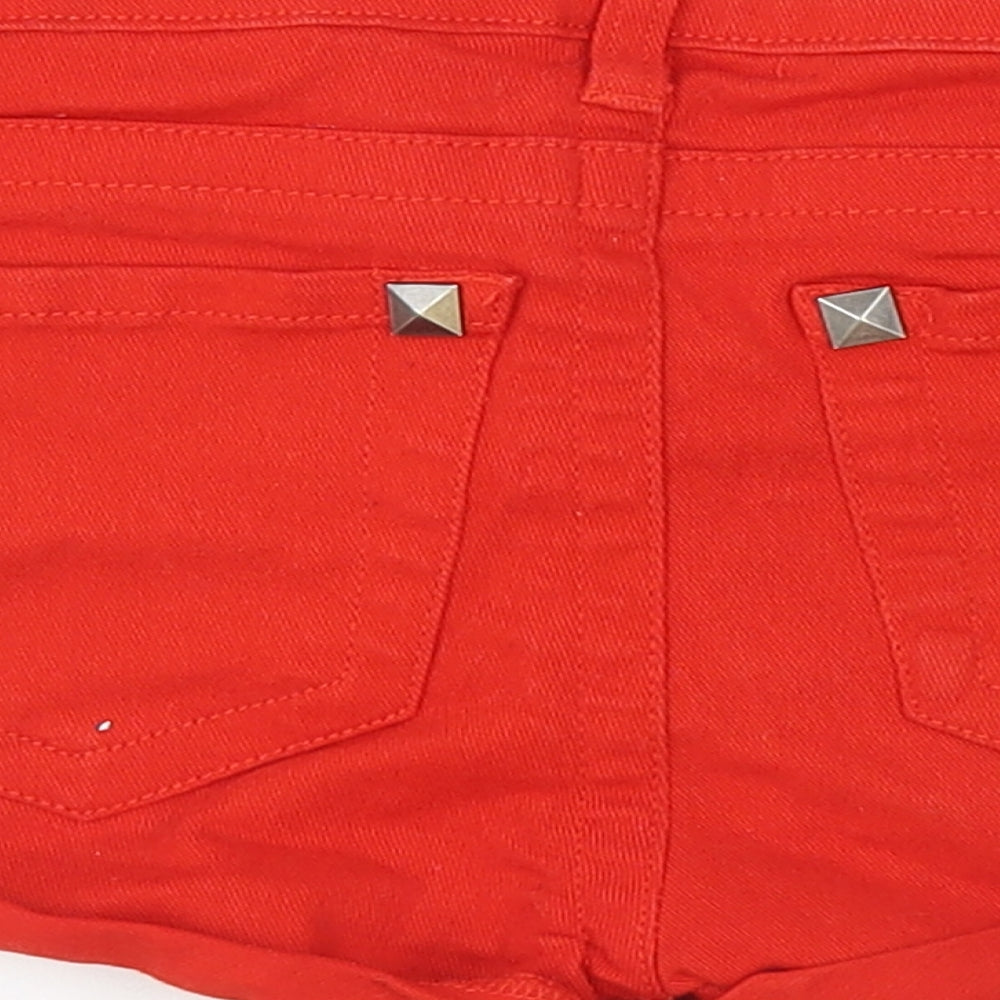 Blue Banana Womens Red Cotton Hot Pants Shorts Size 26 Regular Zip