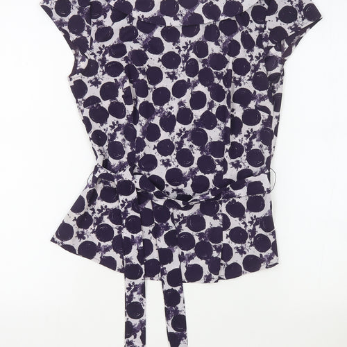 H&M Womens Purple Polka Dot Polyester Basic Blouse Size 6 Cowl Neck