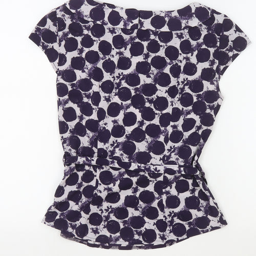 H&M Womens Purple Polka Dot Polyester Basic Blouse Size 6 Cowl Neck