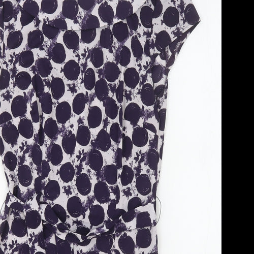 H&M Womens Purple Polka Dot Polyester Basic Blouse Size 6 Cowl Neck