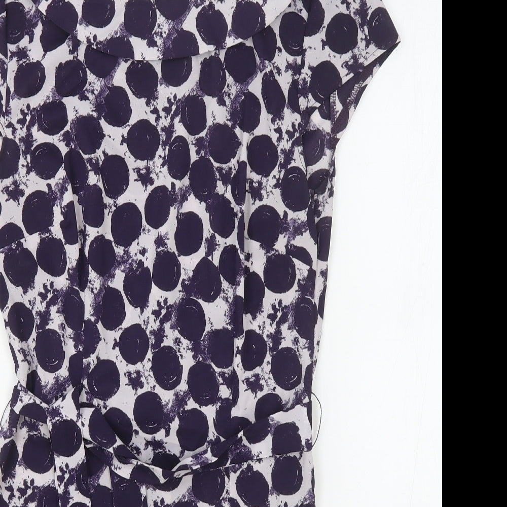 H&M Womens Purple Polka Dot Polyester Basic Blouse Size 6 Cowl Neck