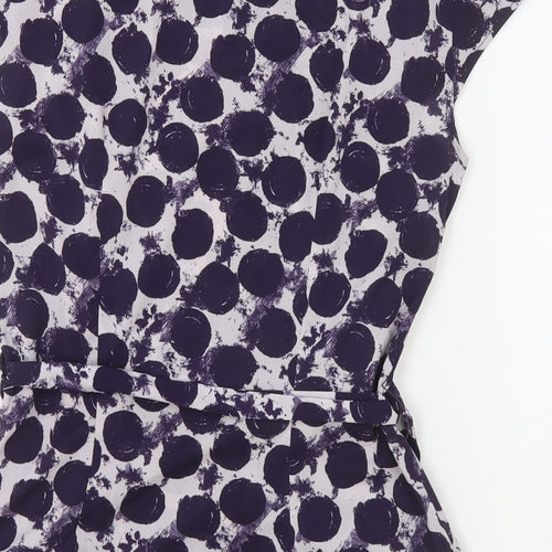 H&M Womens Purple Polka Dot Polyester Basic Blouse Size 6 Cowl Neck