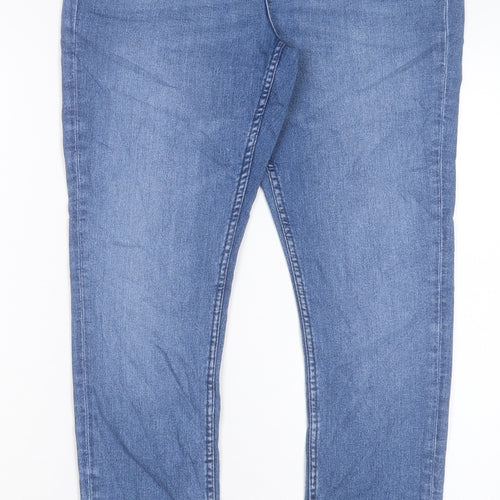 Marks and Spencer Womens Blue Cotton Skinny Jeans Size 12 L29 in Regular Button
