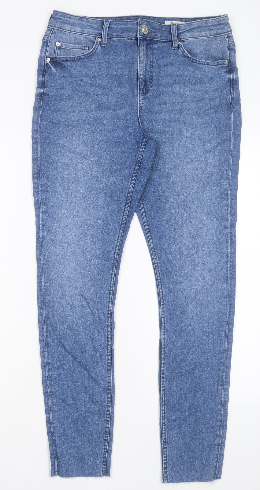 Marks and Spencer Womens Blue Cotton Skinny Jeans Size 12 L29 in Regular Button