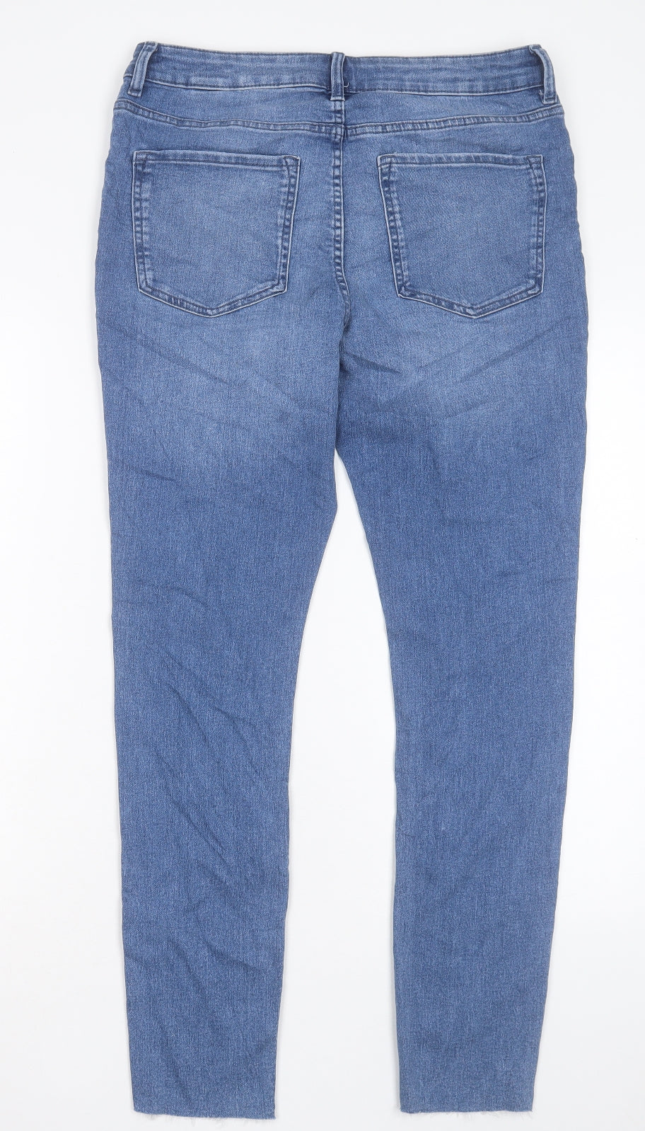 Marks and Spencer Womens Blue Cotton Skinny Jeans Size 12 L29 in Regular Button