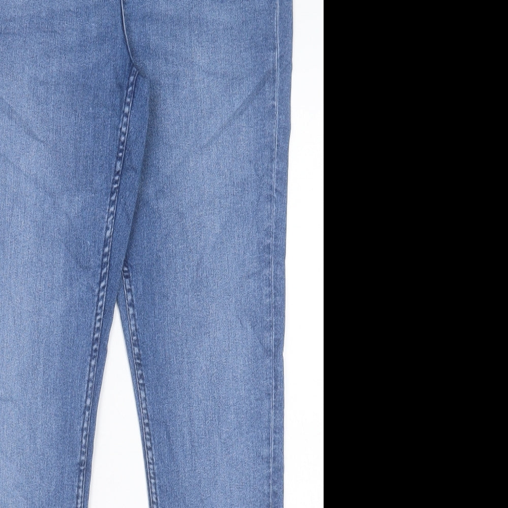 Marks and Spencer Womens Blue Cotton Skinny Jeans Size 12 L29 in Regular Button