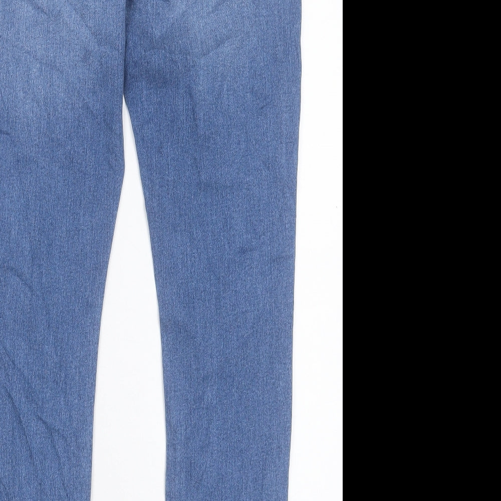 Marks and Spencer Womens Blue Cotton Skinny Jeans Size 12 L29 in Regular Button