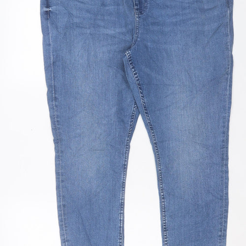 Marks and Spencer Womens Blue Cotton Skinny Jeans Size 20 L28 in Regular Button