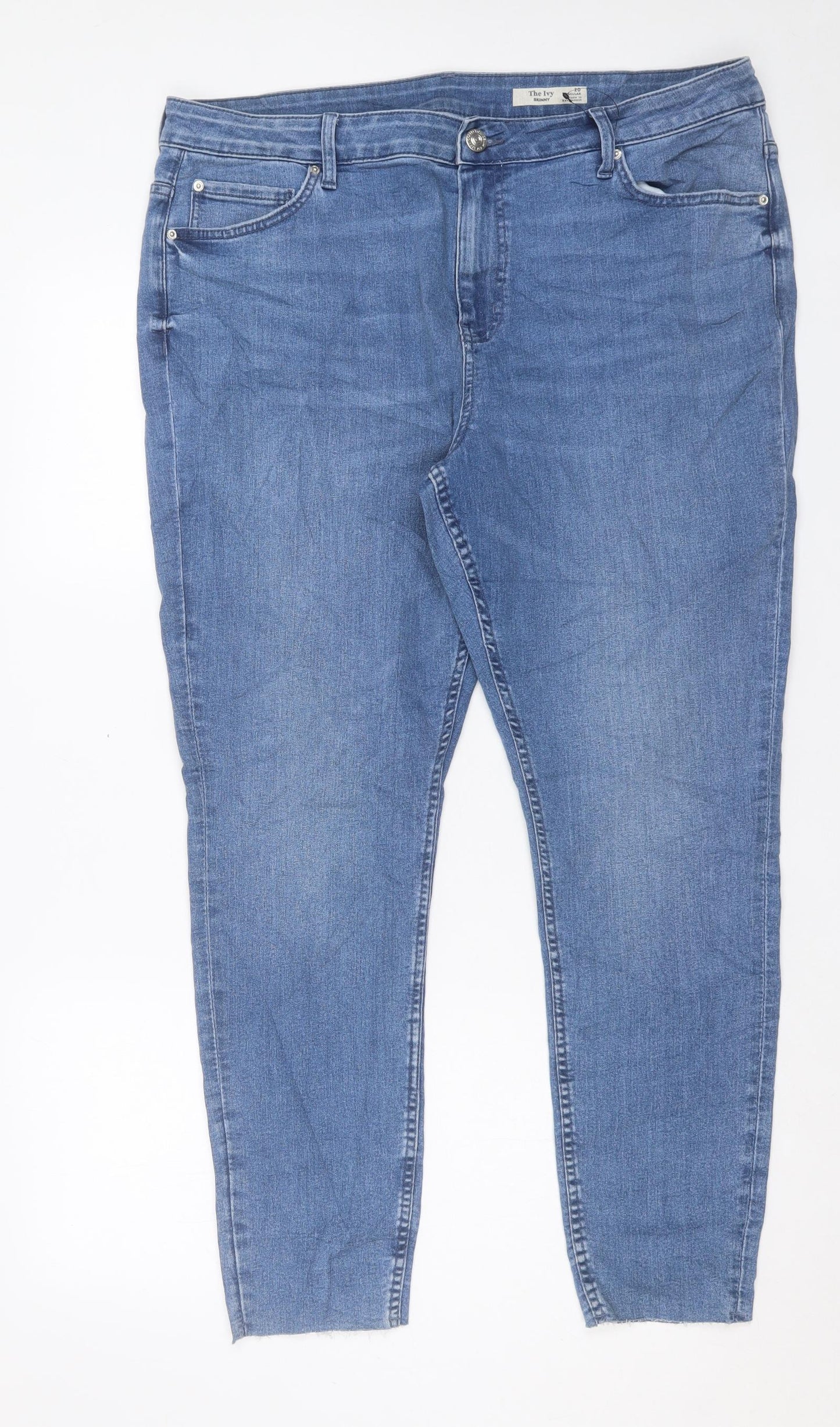 Marks and Spencer Womens Blue Cotton Skinny Jeans Size 20 L28 in Regular Button