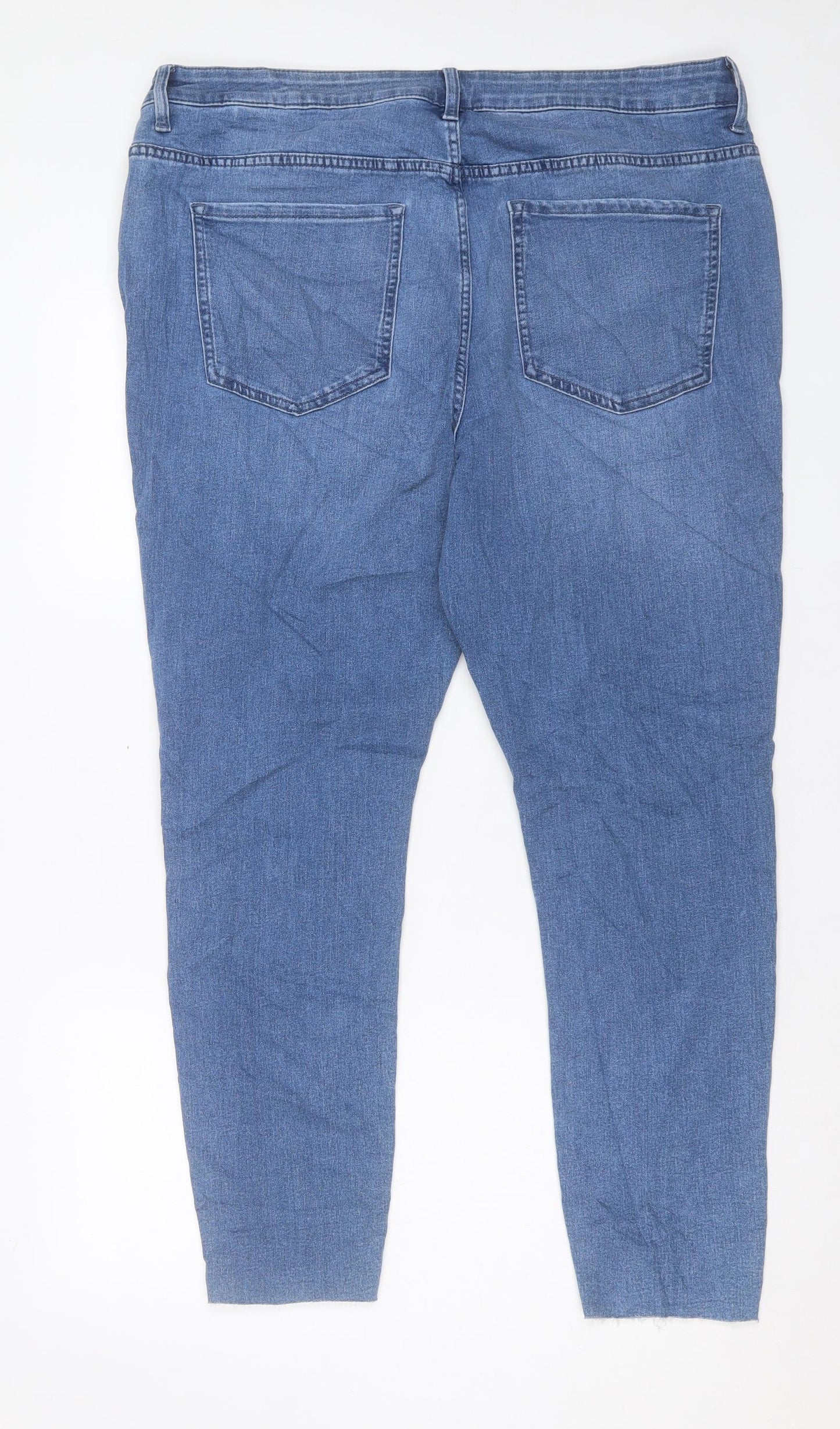 Marks and Spencer Womens Blue Cotton Skinny Jeans Size 20 L28 in Regular Button