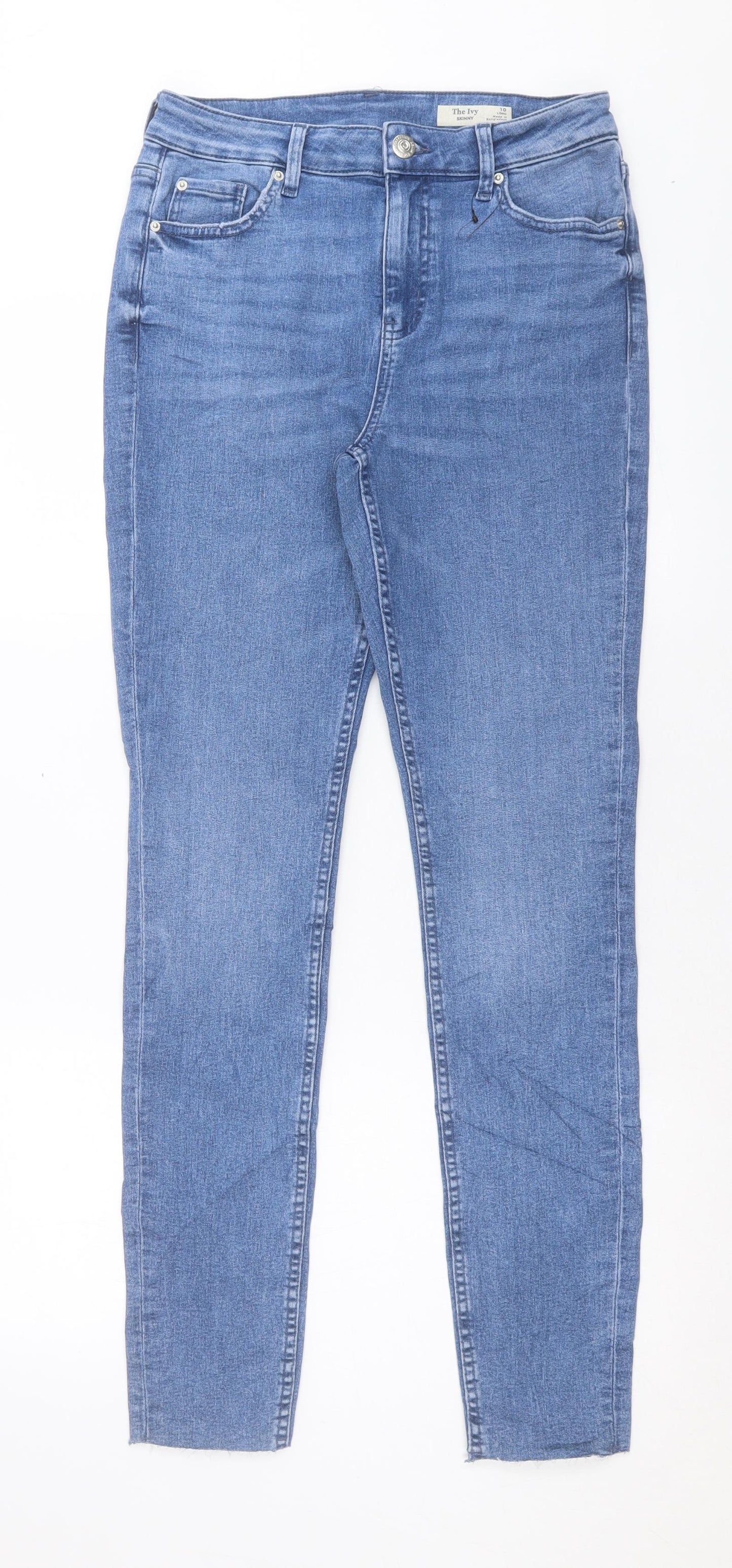 Marks and Spencer Womens Blue Cotton Skinny Jeans Size 10 L31 in Regular Button
