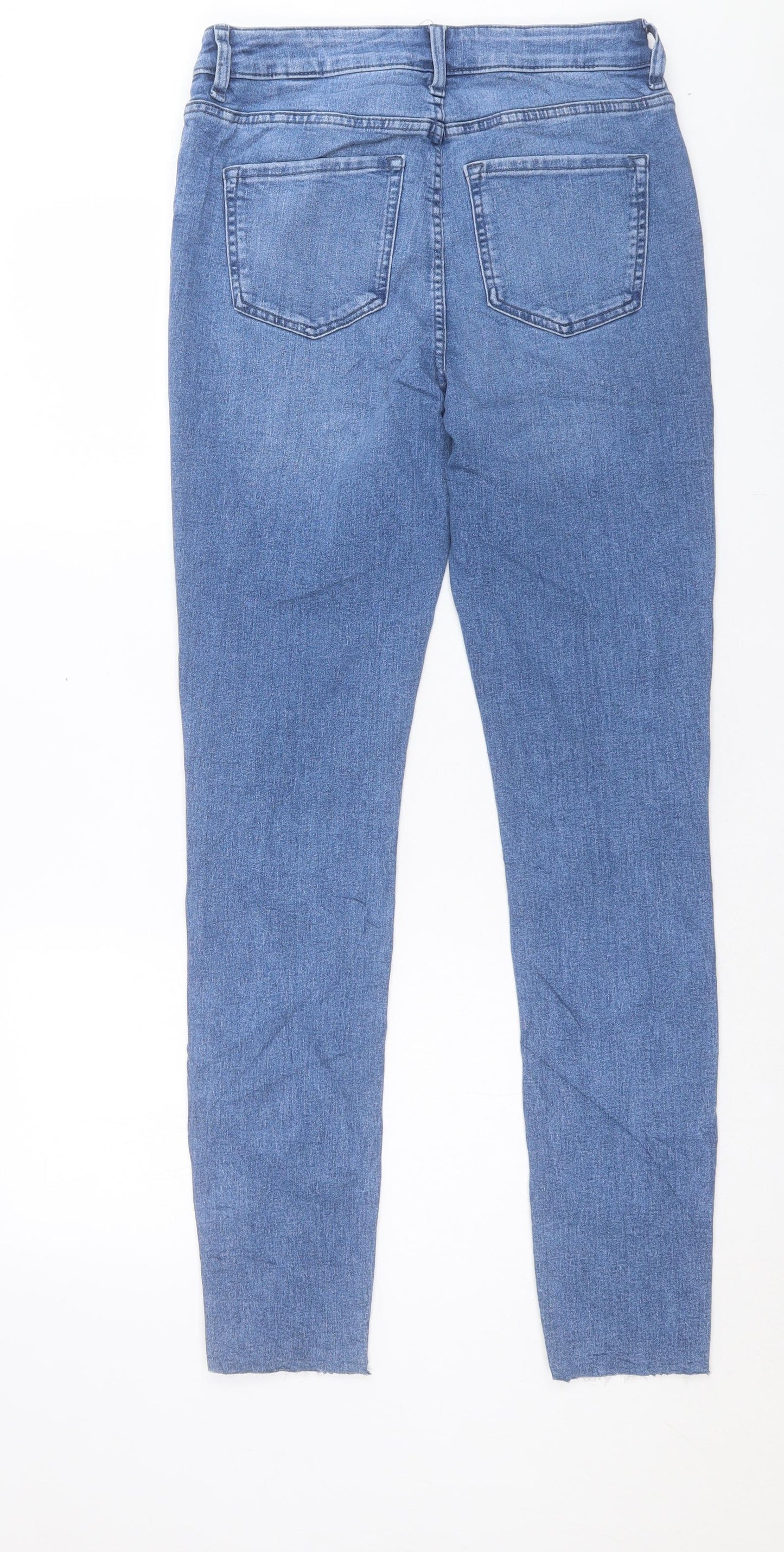 Marks and Spencer Womens Blue Cotton Skinny Jeans Size 10 L31 in Regular Button