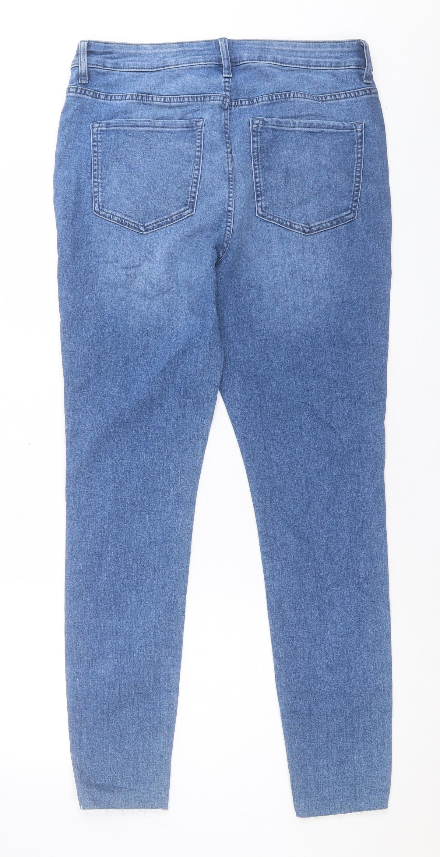 Marks and Spencer Womens Blue Cotton Skinny Jeans Size 14 L30 in Regular Button