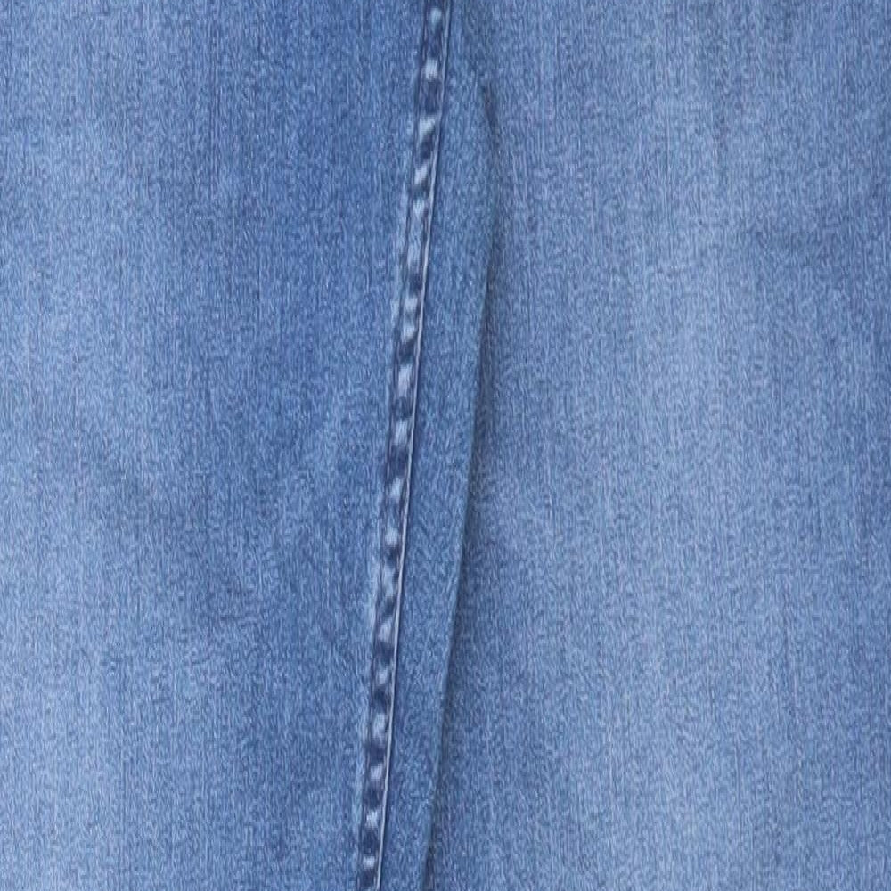 Marks and Spencer Womens Blue Cotton Skinny Jeans Size 14 L30 in Regular Button