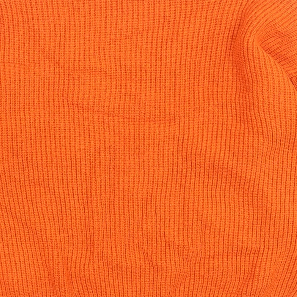 NEXT Womens Orange V-Neck Polyester Pullover Jumper Size M
