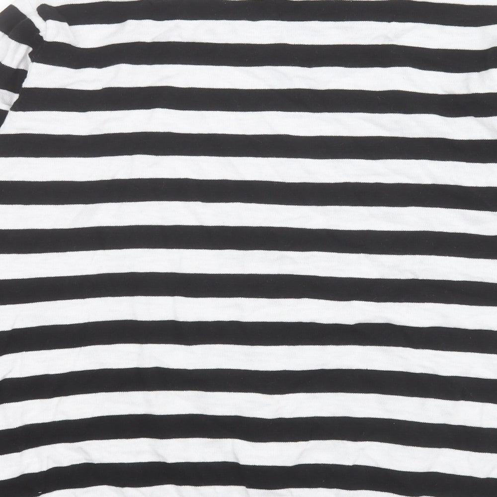 H&M Mens White Crew Neck Striped Cotton Pullover Jumper Size L
