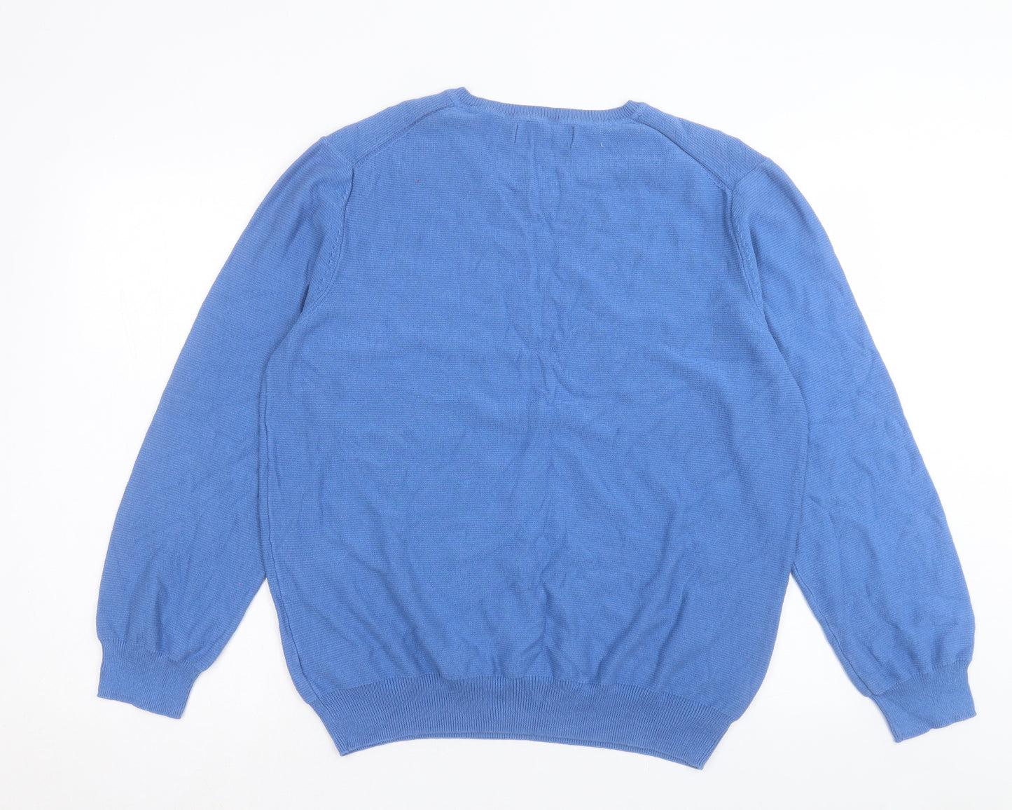 Marks and Spencer Mens Blue Crew Neck Cotton Pullover Jumper Size XL