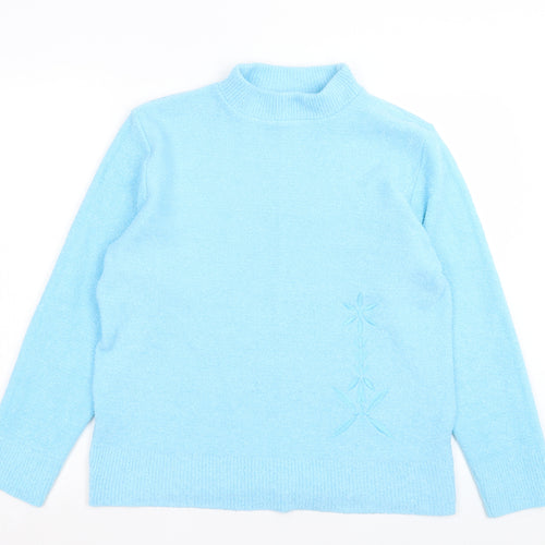 4 Me Womens Blue High Neck Acrylic Pullover Jumper Size M