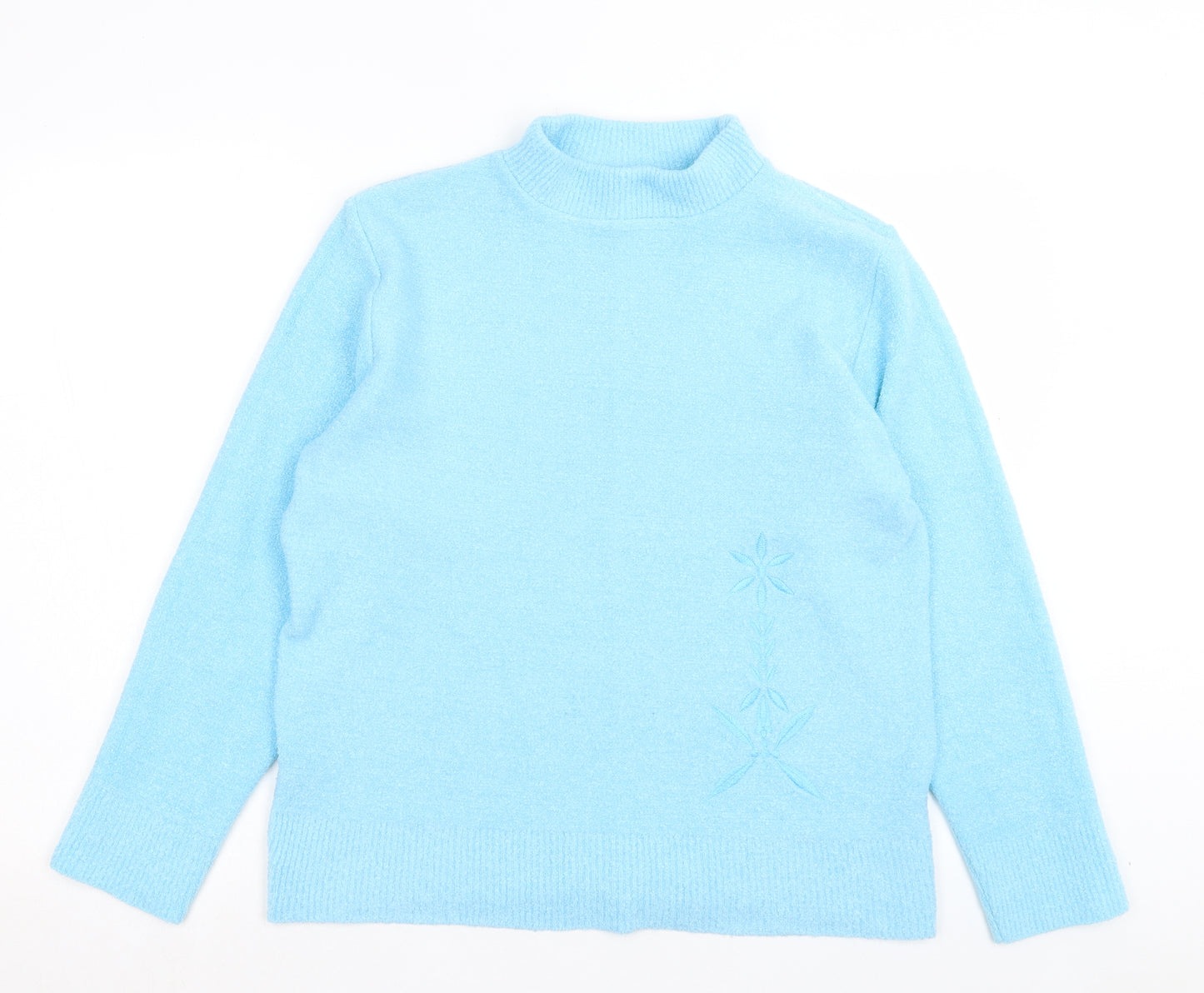 4 Me Womens Blue High Neck Acrylic Pullover Jumper Size M