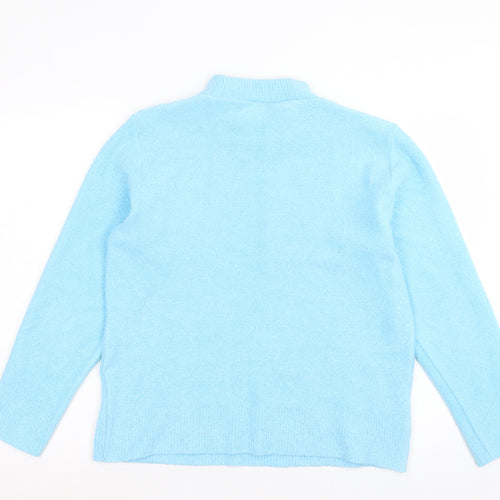 4 Me Womens Blue High Neck Acrylic Pullover Jumper Size M