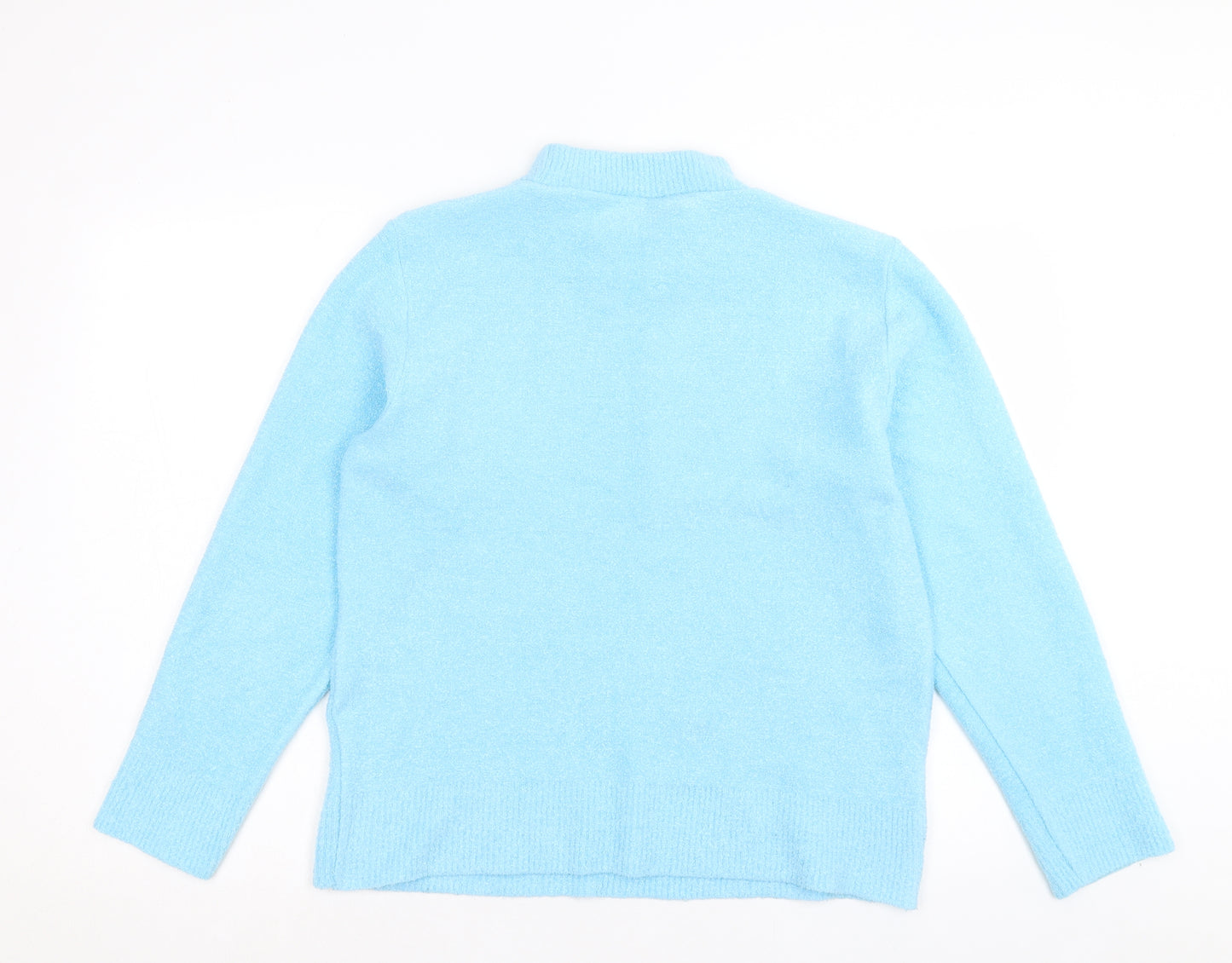 4 Me Womens Blue High Neck Acrylic Pullover Jumper Size M