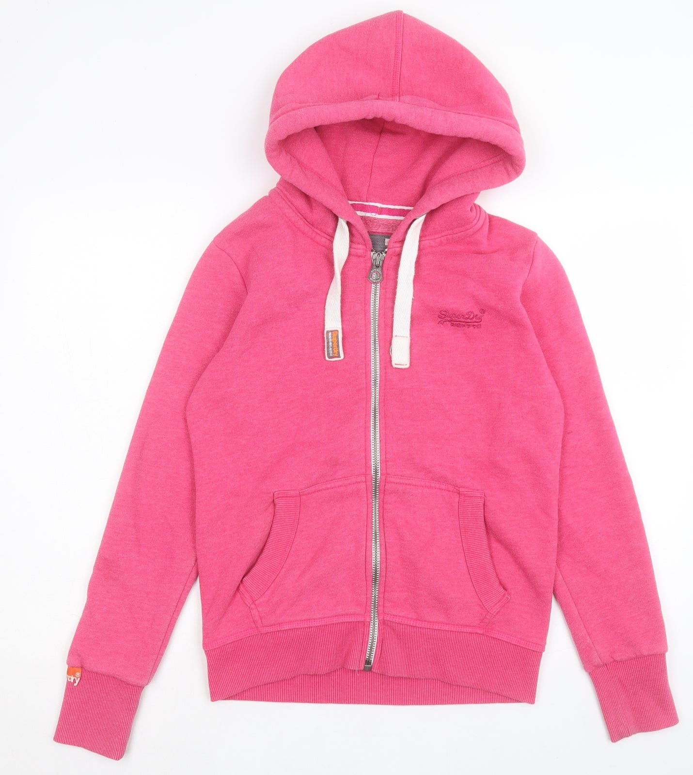 Superdry Womens Pink Cotton Full Zip Hoodie Size M Zip