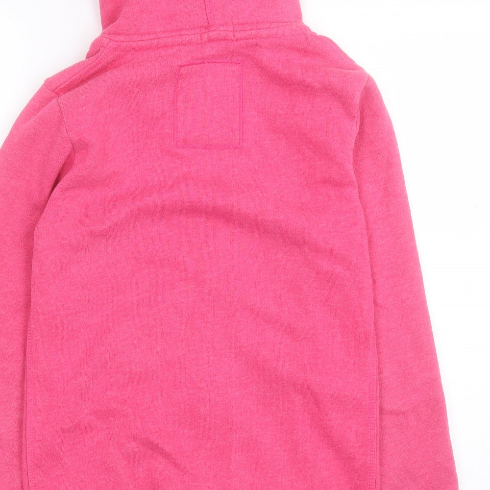 Superdry Womens Pink Cotton Full Zip Hoodie Size M Zip