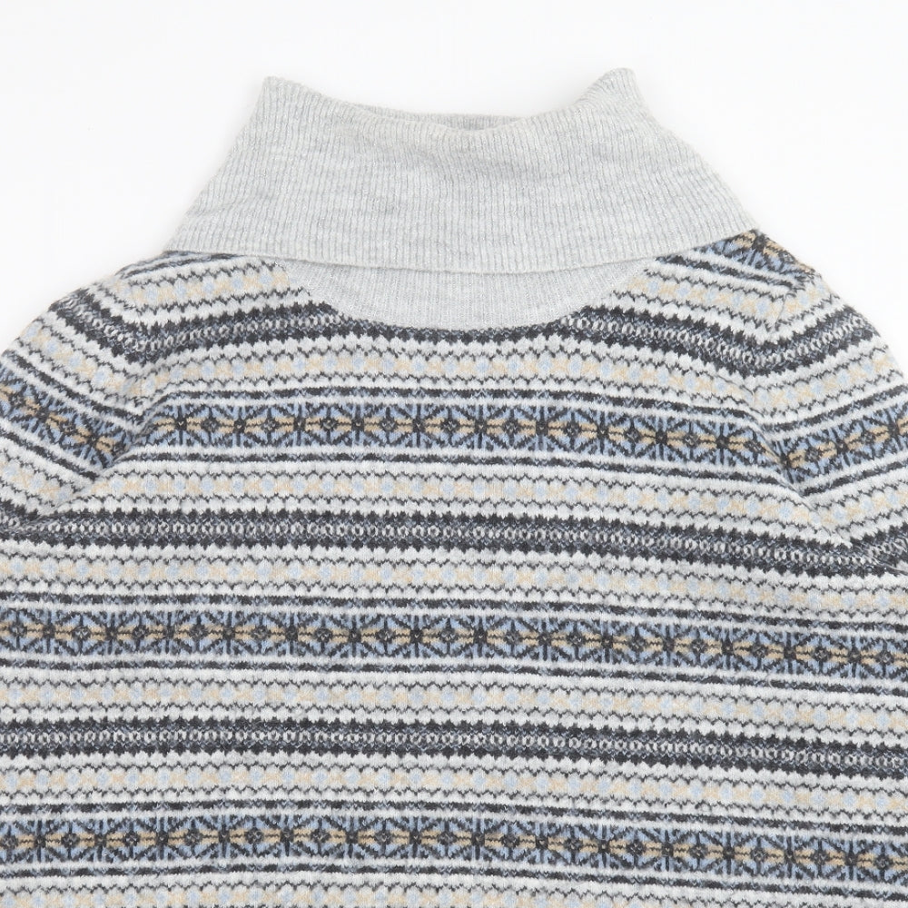 TU Womens Grey Roll Neck Geometric Acrylic Pullover Jumper Size 18