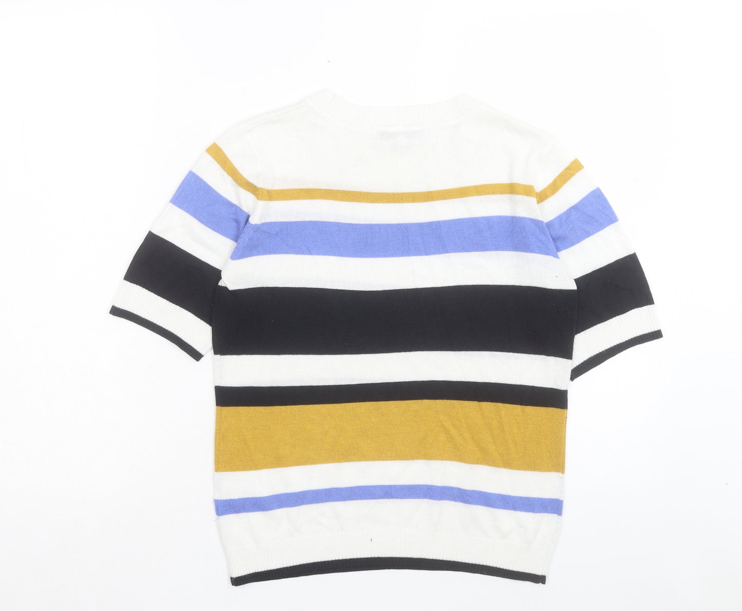 NEXT Womens Multicoloured Striped Polyester Basic T-Shirt Size 8 Crew Neck