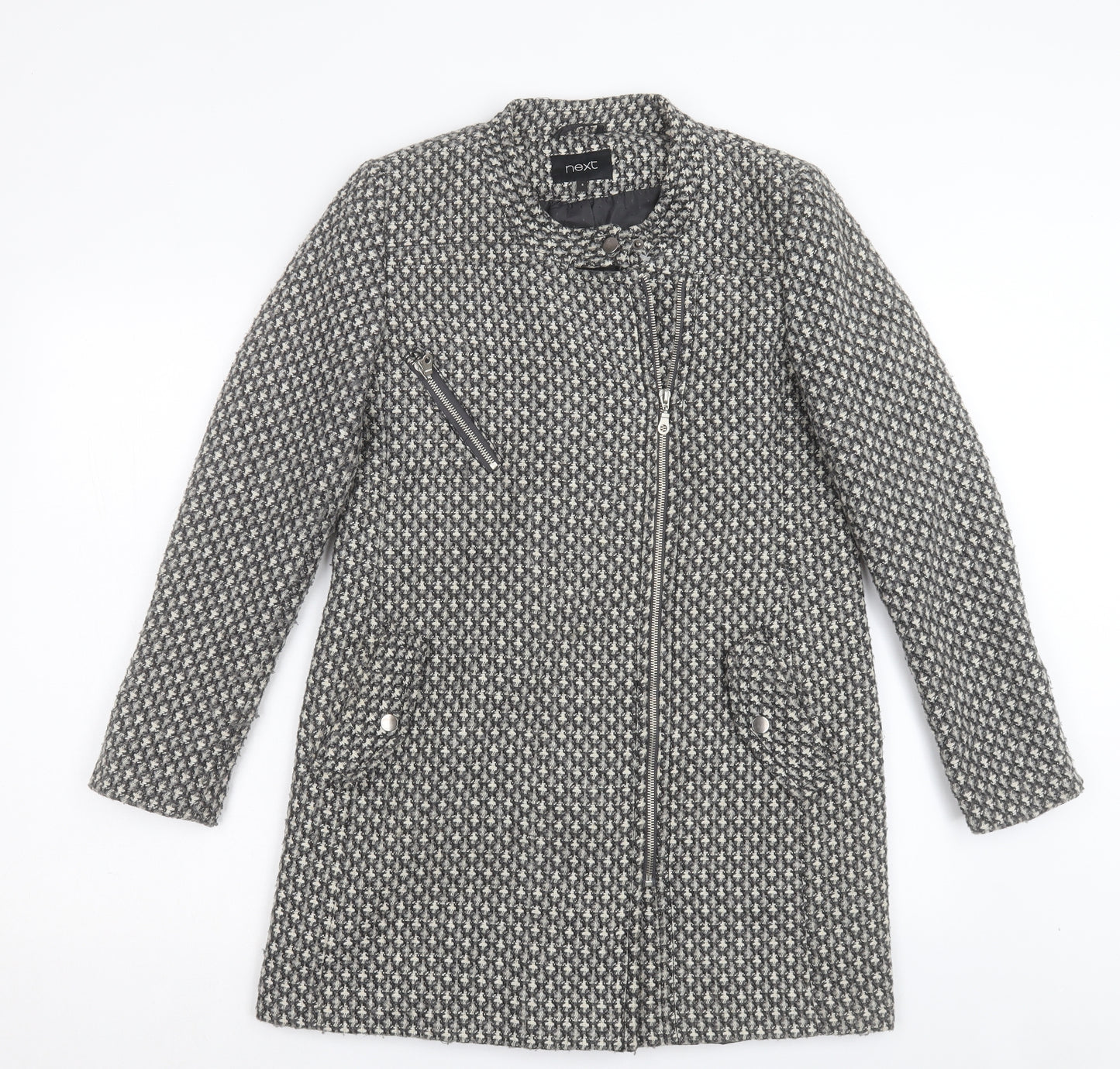 NEXT Womens Grey Geometric Jacket Size 8 Zip