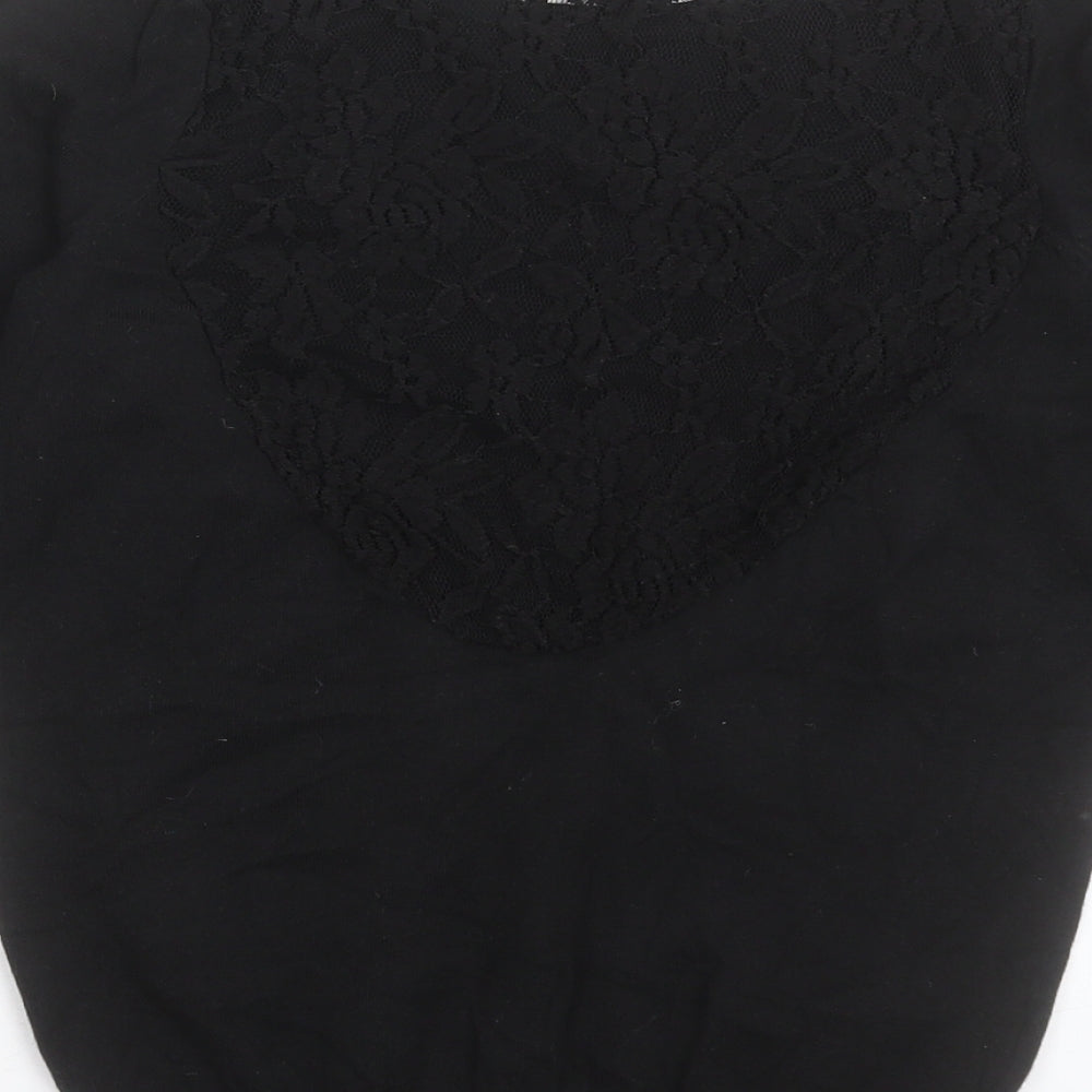 Mango Womens Black Crew Neck Cotton Pullover Jumper Size S