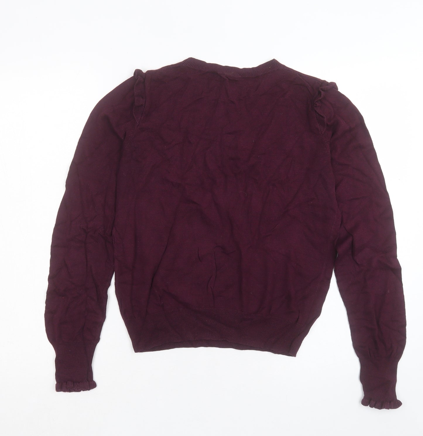 Oasis Womens Purple Crew Neck Cotton Pullover Jumper Size M