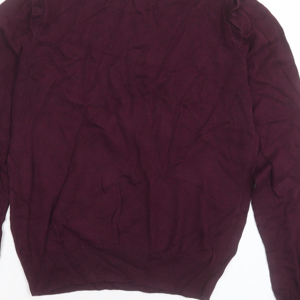 Oasis Womens Purple Crew Neck Cotton Pullover Jumper Size M