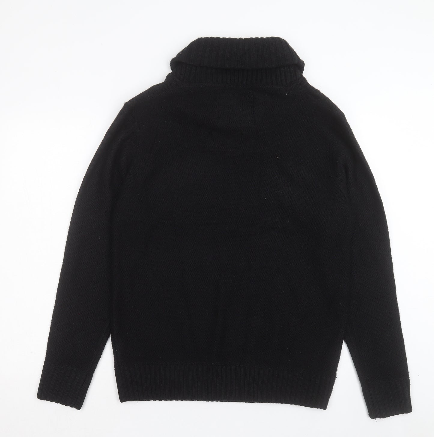 Soul Star Mens Black Collared Acrylic Pullover Jumper Size L