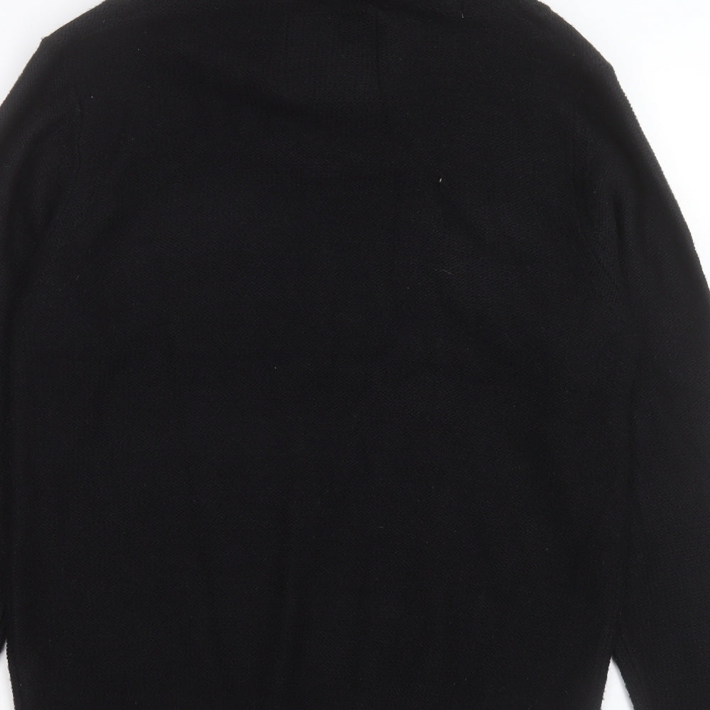 Soul Star Mens Black Collared Acrylic Pullover Jumper Size L