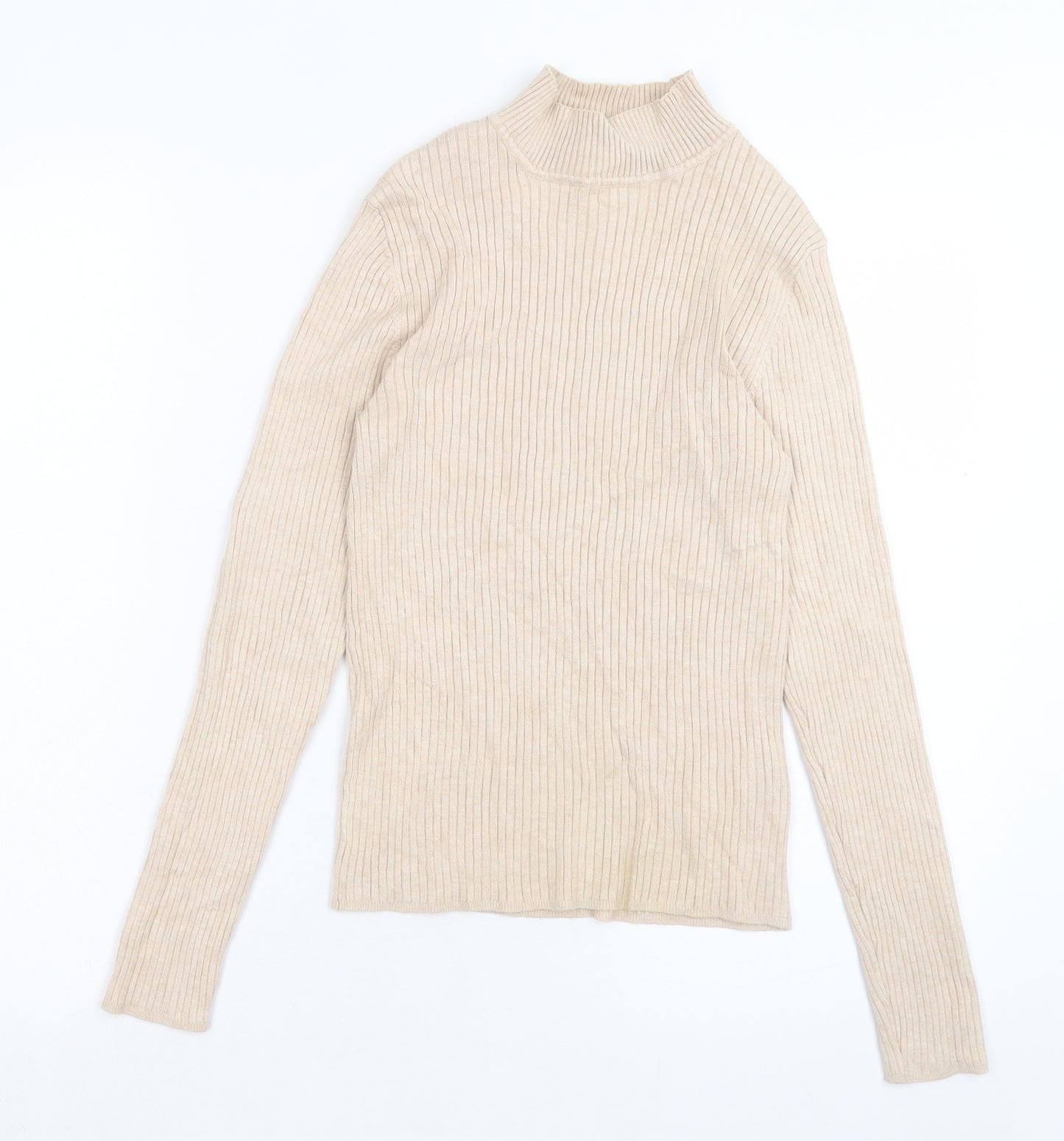 Primark Womens Beige Mock Neck Viscose Pullover Jumper Size S