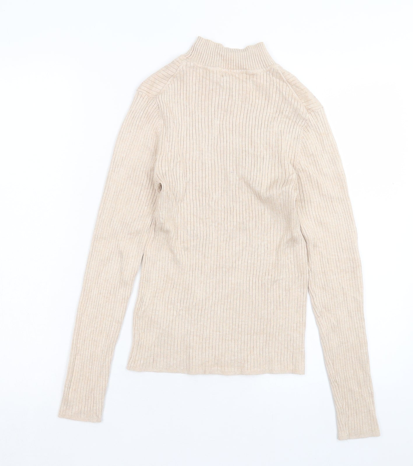 Primark Womens Beige Mock Neck Viscose Pullover Jumper Size S
