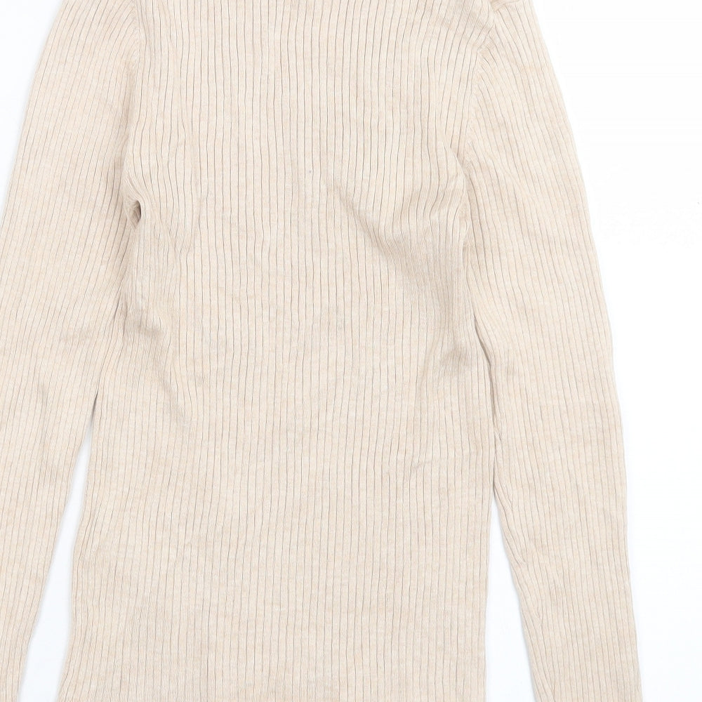 Primark Womens Beige Mock Neck Viscose Pullover Jumper Size S