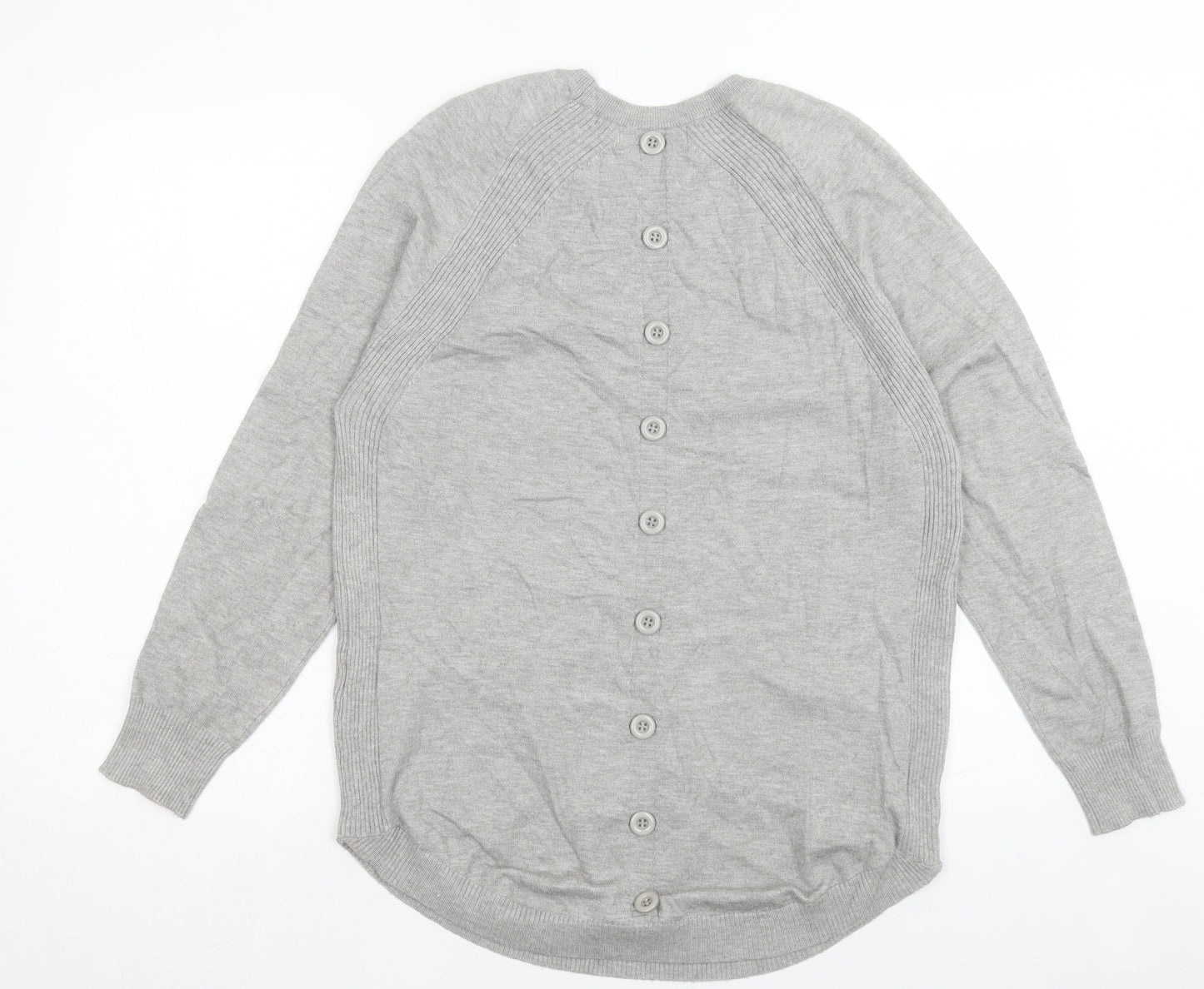 Mud Flowers Womens Grey Crew Neck Viscose Pullover Jumper Size S