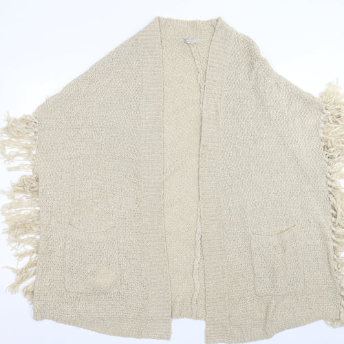 George Womens Beige V-Neck Acrylic Cardigan Jumper Size L