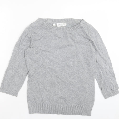 BPC Collection Womens Grey Boat Neck Cotton Pullover Jumper Size S