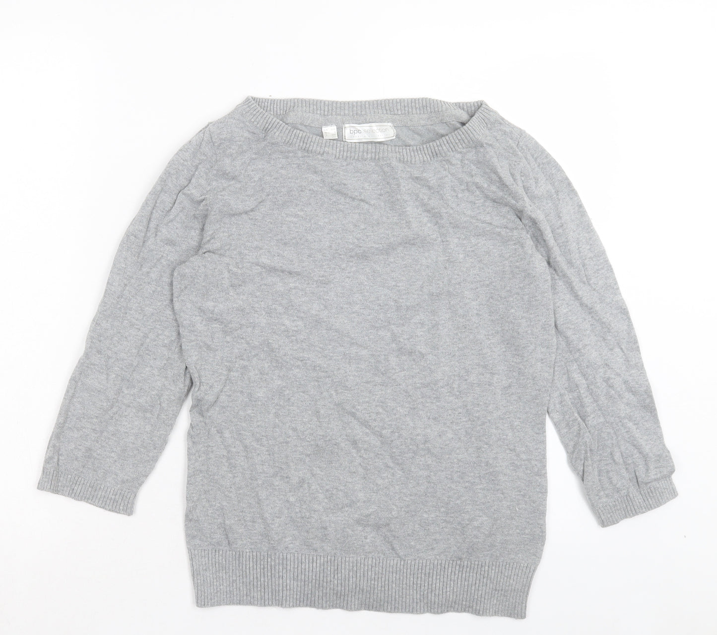 BPC Collection Womens Grey Boat Neck Cotton Pullover Jumper Size S