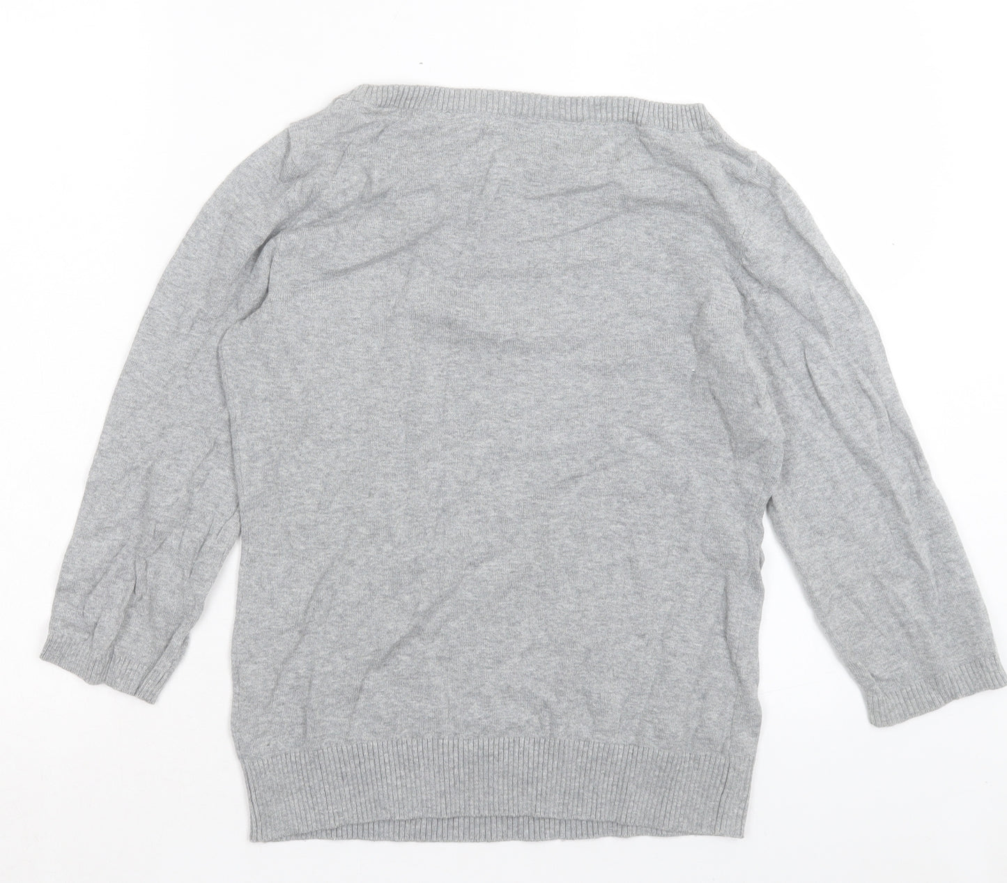 BPC Collection Womens Grey Boat Neck Cotton Pullover Jumper Size S