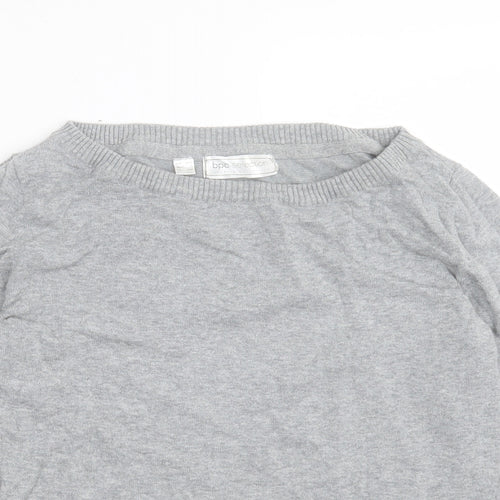 BPC Collection Womens Grey Boat Neck Cotton Pullover Jumper Size S