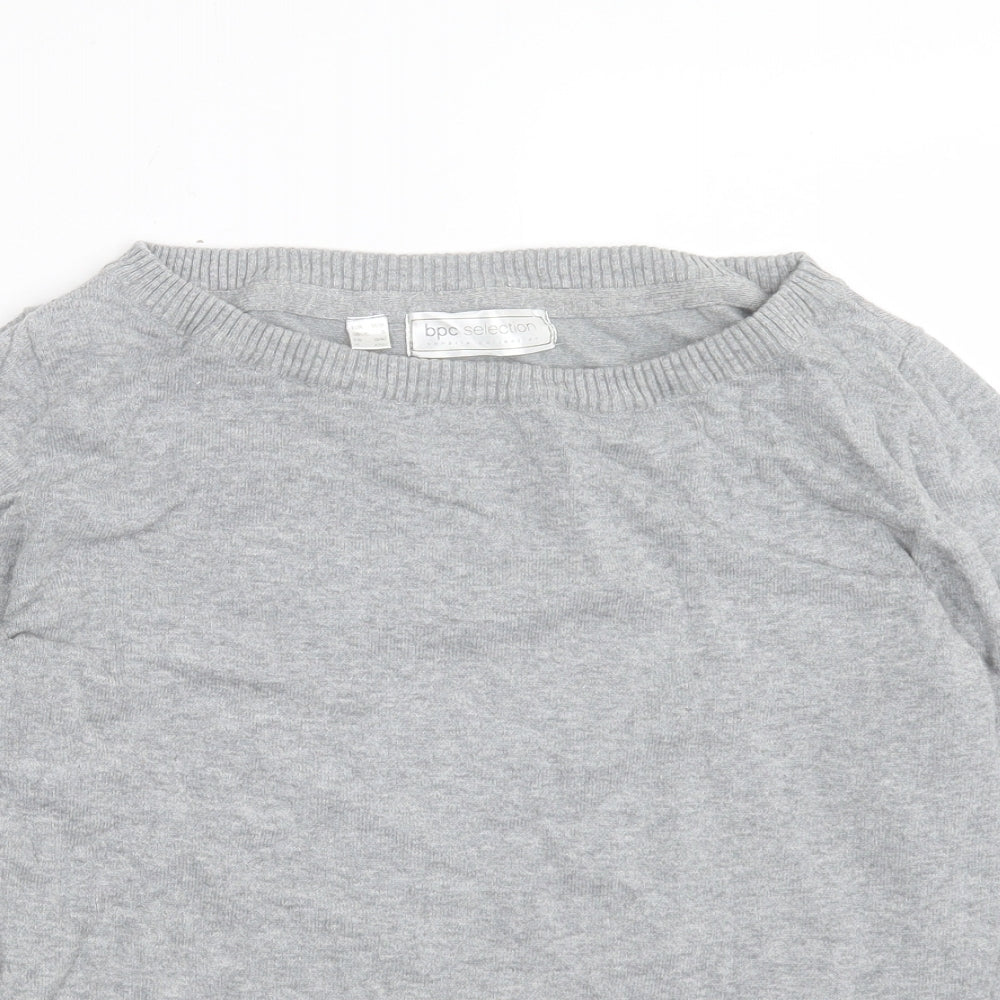 BPC Collection Womens Grey Boat Neck Cotton Pullover Jumper Size S