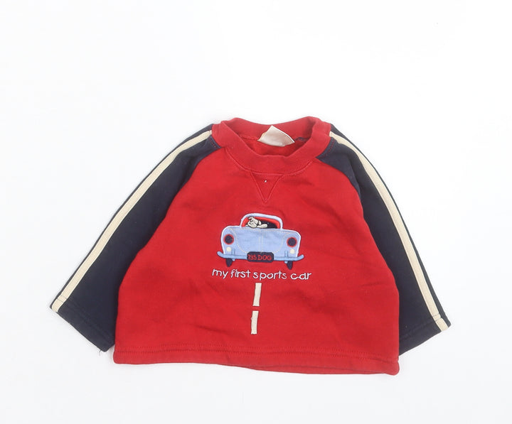 Momy Mouse Boys Red Cotton Pullover Jumper Size 3-6 Months Pullover - My First Sports Car