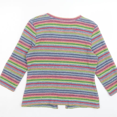 Per Una Womens Multicoloured V-Neck Striped Acrylic Cardigan Jumper Size M