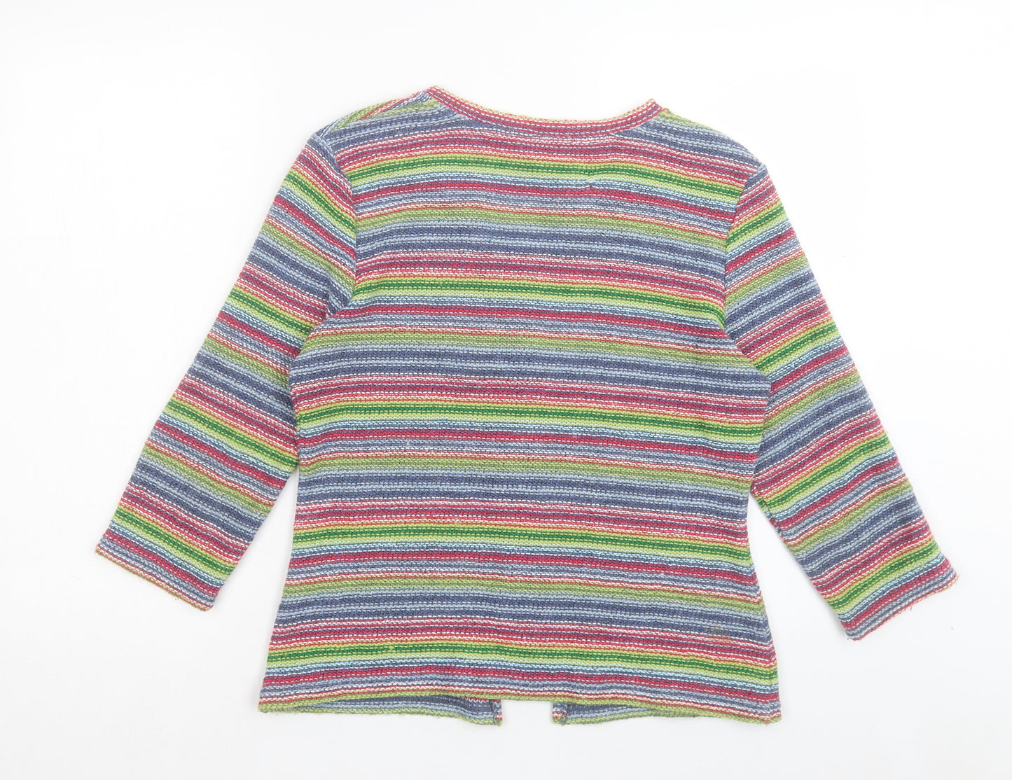 Per Una Womens Multicoloured V-Neck Striped Acrylic Cardigan Jumper Size M