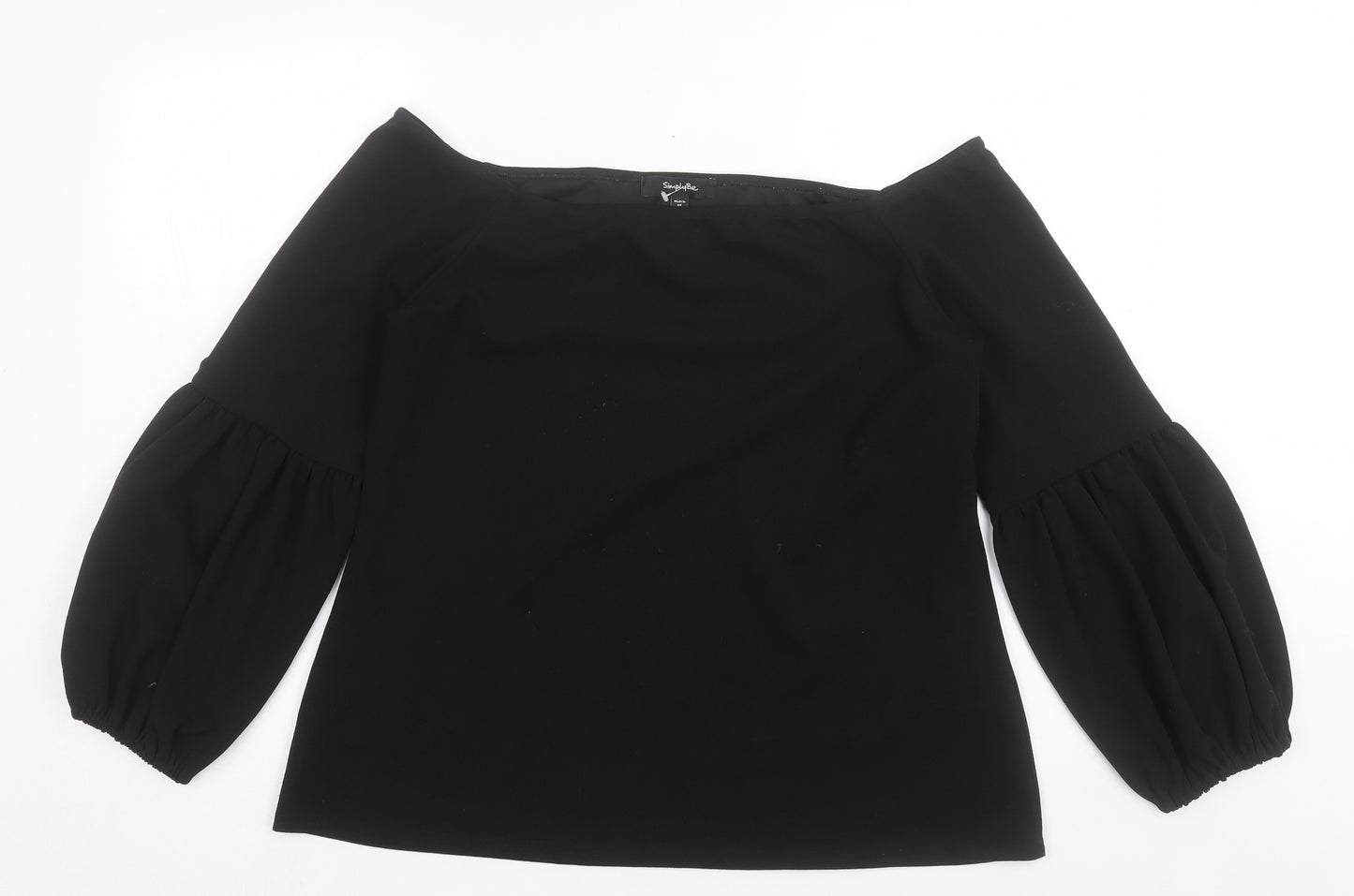 Simply Be Womens Black Polyester Basic T-Shirt Size 16 Off the Shoulder